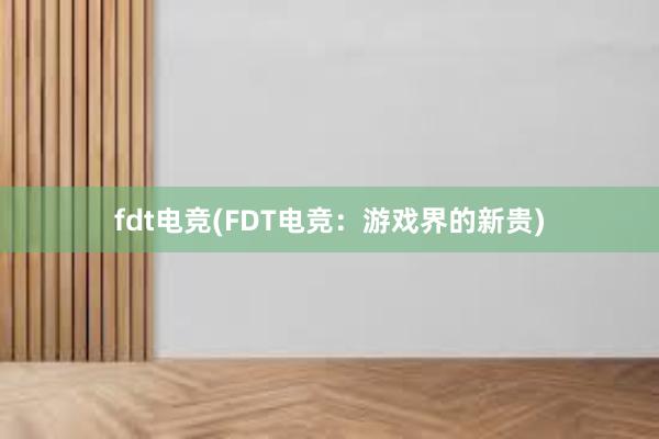 fdt电竞(FDT电竞：游戏界的新贵)