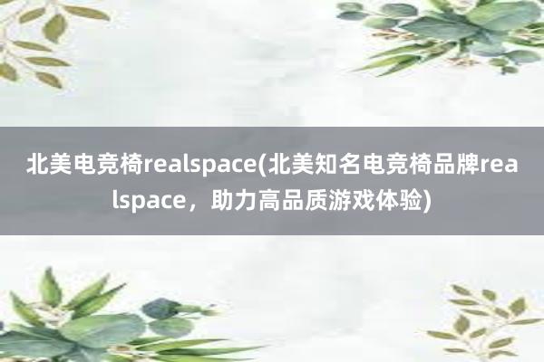 北美电竞椅realspace(北美知名电竞椅品牌realspace，助力高品质游戏体验)