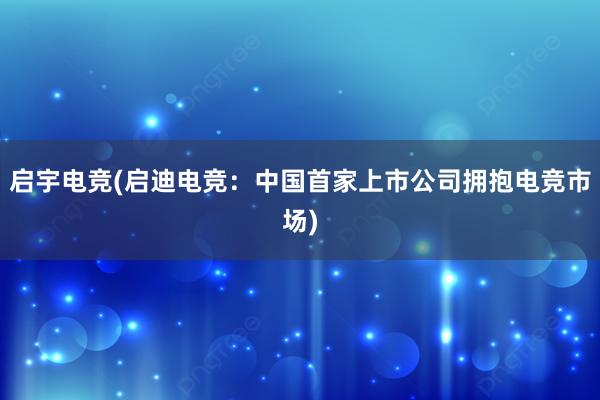 启宇电竞(启迪电竞：中国首家上市公司拥抱电竞市场)