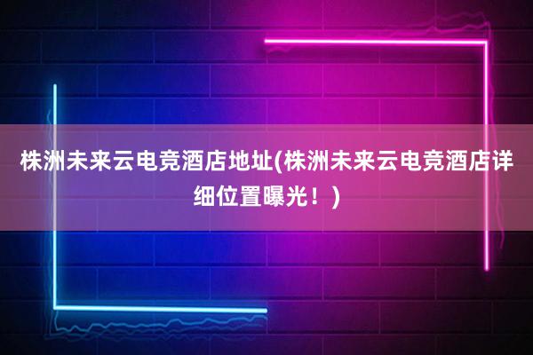 株洲未来云电竞酒店地址(株洲未来云电竞酒店详细位置曝光！)