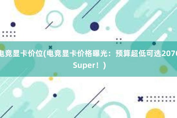 电竞显卡价位(电竞显卡价格曝光：预算超低可选2070 Super！)