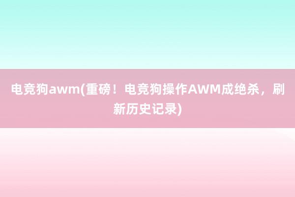 电竞狗awm(重磅！电竞狗操作AWM成绝杀，刷新历史记录)