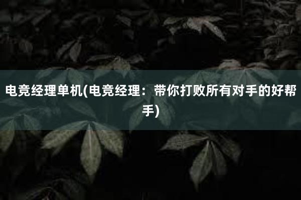 电竞经理单机(电竞经理：带你打败所有对手的好帮手)