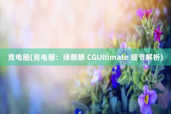 竞电圈(竞电圈：绿麒麟 CGUltimate 细节解析)