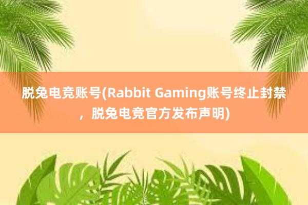 脱兔电竞账号(Rabbit Gaming账号终止封禁，脱兔电竞官方发布声明)