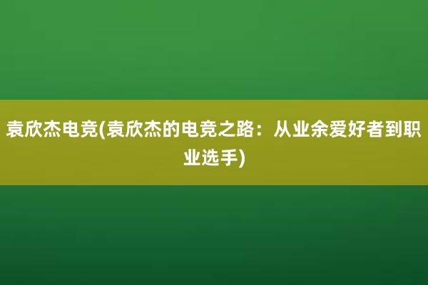 袁欣杰电竞(袁欣杰的电竞之路：从业余爱好者到职业选手)