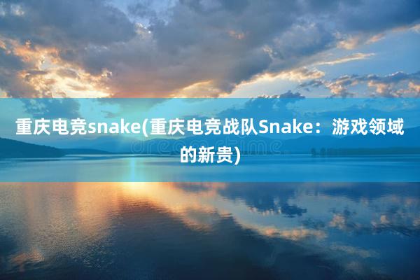 重庆电竞snake(重庆电竞战队Snake：游戏领域的新贵)