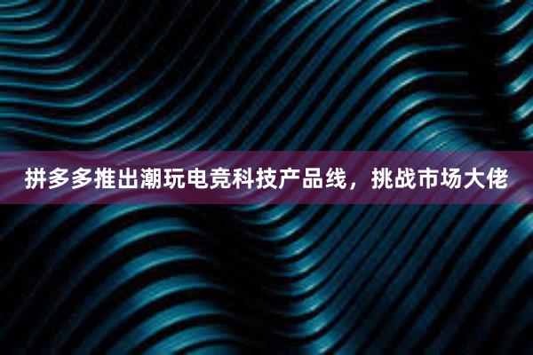 拼多多推出潮玩电竞科技产品线，挑战市场大佬