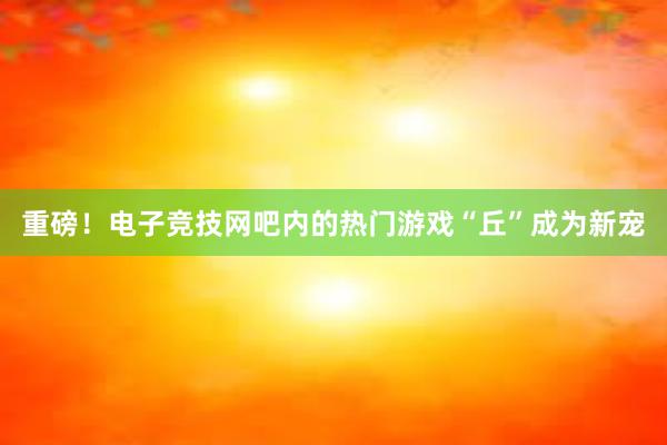 重磅！电子竞技网吧内的热门游戏“丘”成为新宠