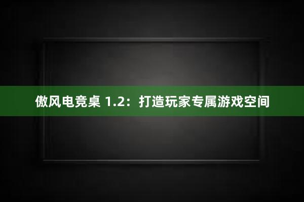 傲风电竞桌 1.2：打造玩家专属游戏空间