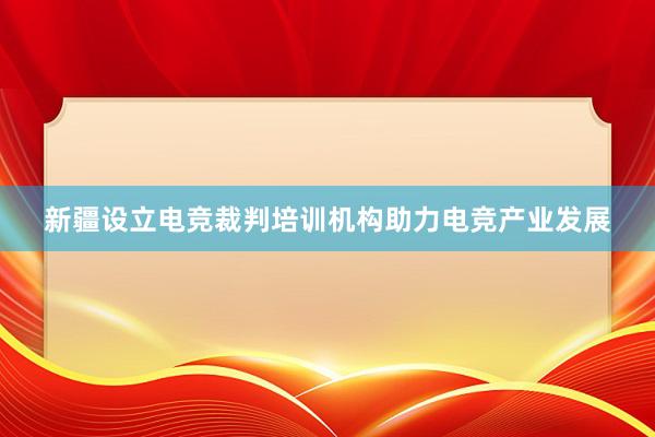 新疆设立电竞裁判培训机构助力电竞产业发展