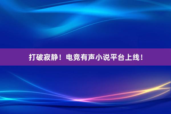 打破寂静！电竞有声小说平台上线！